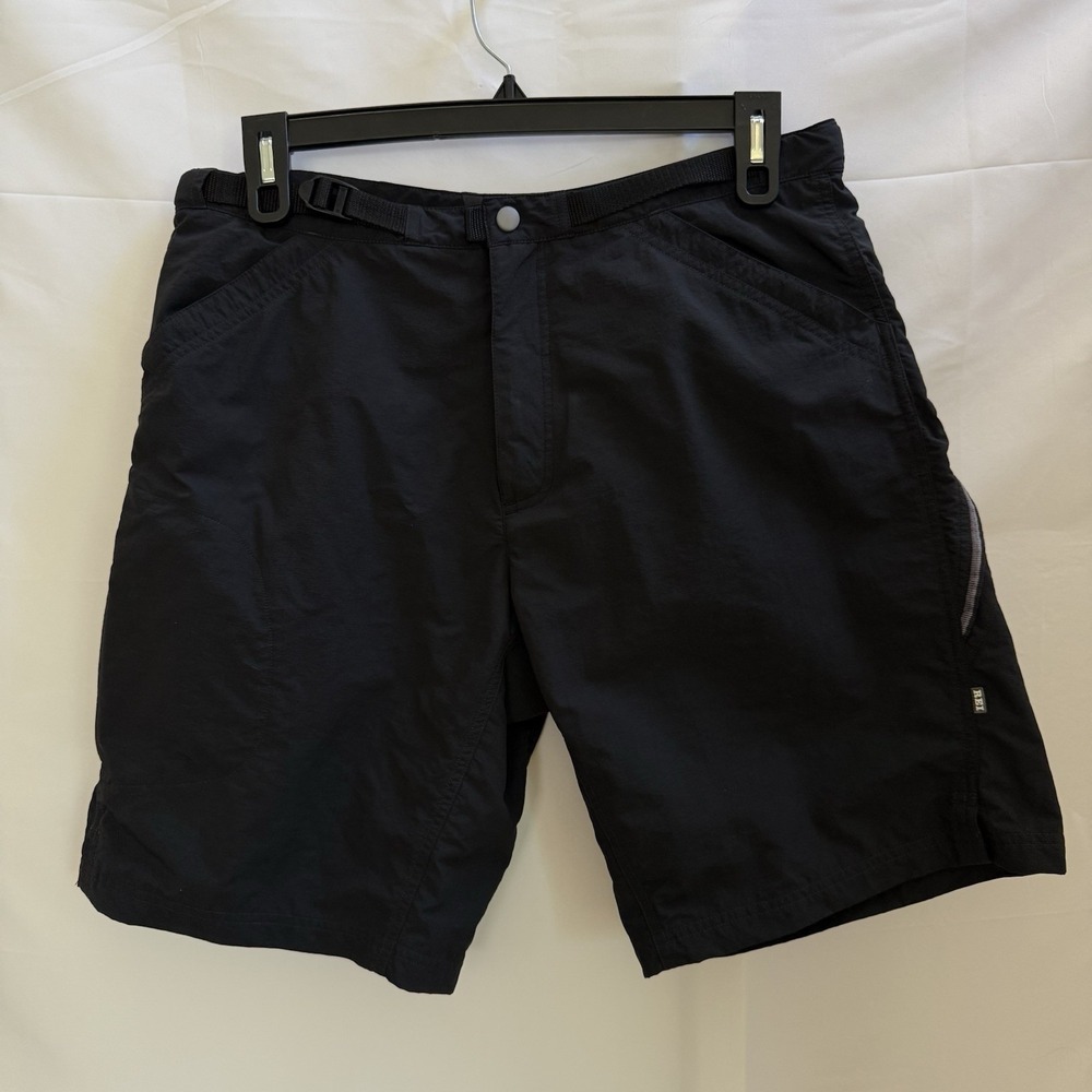 REI Men's Size L Padded Mountain Biking Shorts Black Hiking Camping Pockets